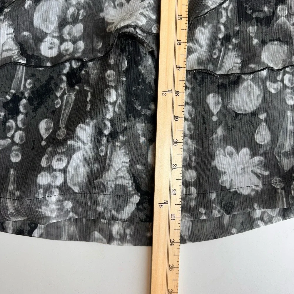 Vintage Y2K Worthington Skirt Size 4 Monochrome Abstract Tiered Chiffon‎ EUC